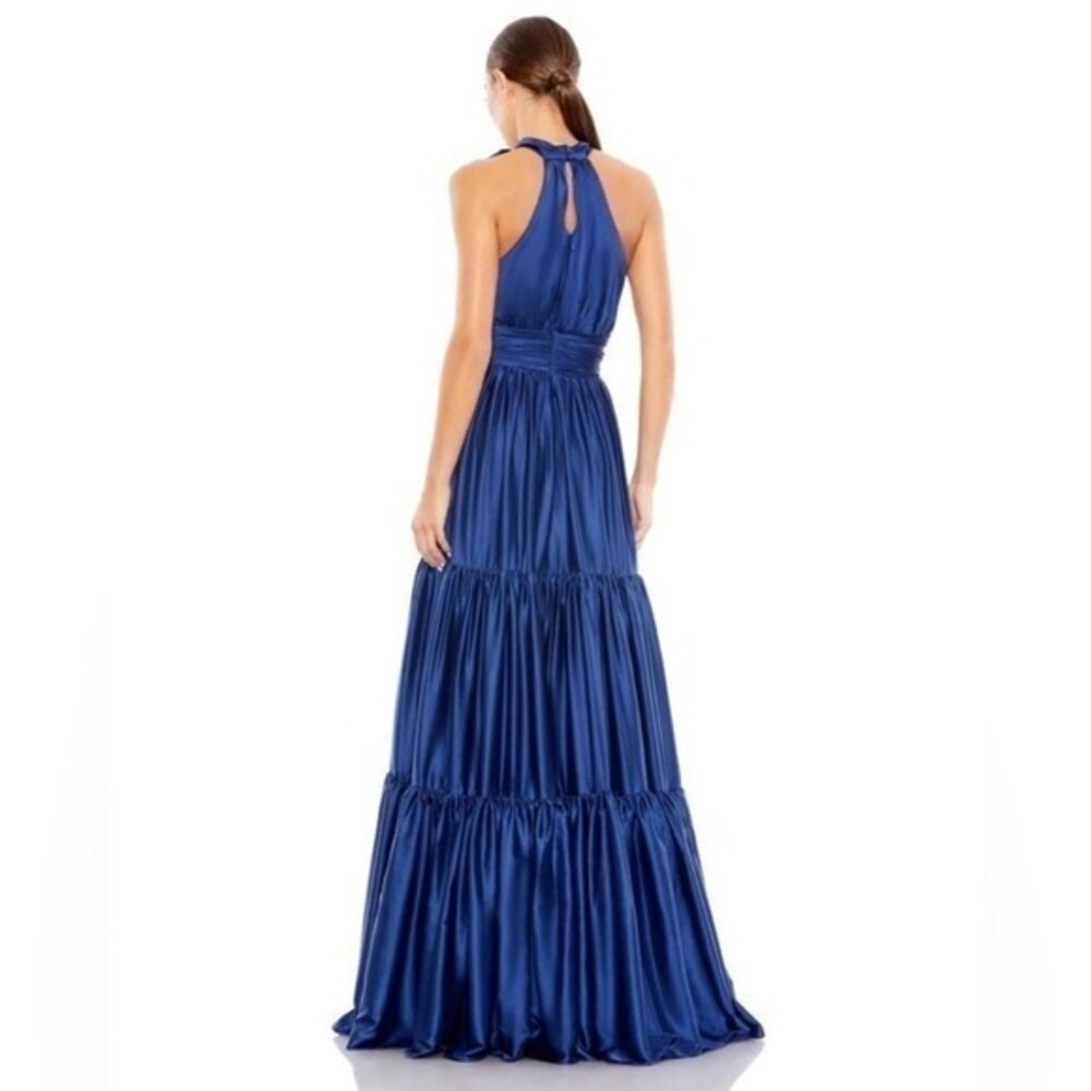 Mac Duggal Halter Neck Satin Tiered Evening Prom Formal Gown 50658 Size 6 NWT - Picture 3 of 11